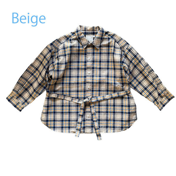 ☆予約☆　swoon/スーン  ベルテッドロングシャツ（Beige）04-sw21-521-209