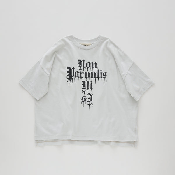 エルフィンフォルク/elfinfolk elf242j04 ゴシックレタービッグTシャツ ashwhite