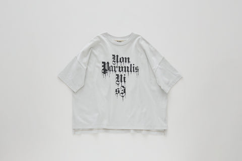 エルフィンフォルク/elfinfolk elf242j04 ゴシックレタービッグTシャツ ashwhite