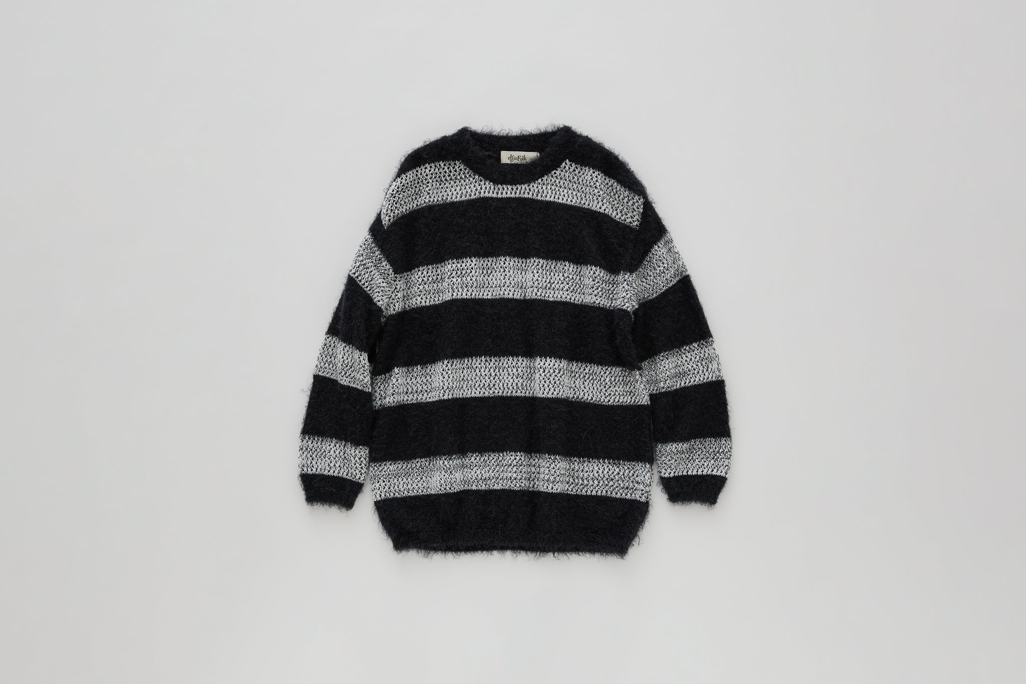 エルフィンフォルク/elfinfolk elf242k30/k31 Mink Border Knit Pullover (whaitoxblack)