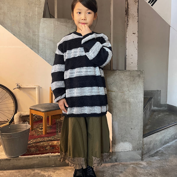 エルフィンフォルク/elfinfolk elf242k30/k31 Mink Border Knit Pullover (whaitoxblack)