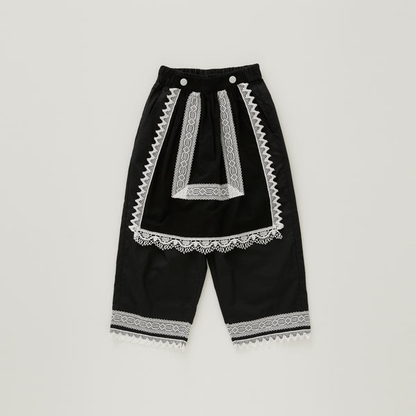 エルフィンフォルク/elfinfolk cotton typwriter lace apron pants(black) elf-241f51 52