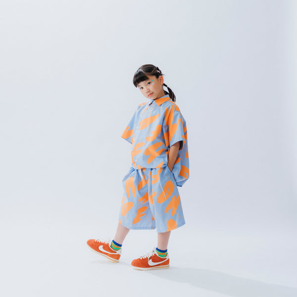 ヌヌフォルム/nunuforme　ループロゴショートパンツ　34nf25-633-260(ブルー×オレンジ）