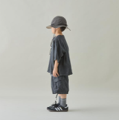 MOUNTEN./マウンテン herringbone denim half zip shirt (slategray)　[MS43-1917a]