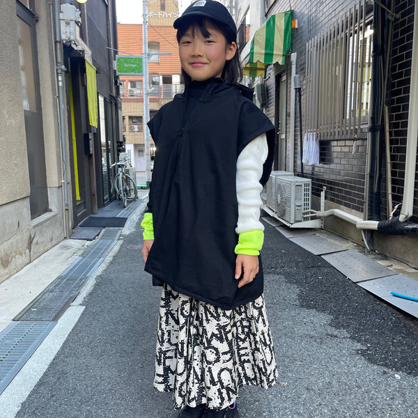 UNIONINI/ slit hoodie vest(black)bl031