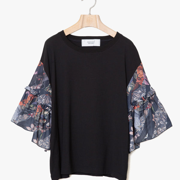 ☆予約☆25SS　Women's　bedsidedrama/ベッドサイドドラマ　Arts＆Crafts Flare Sleeve Tee(BLACK) BSD25SS-09