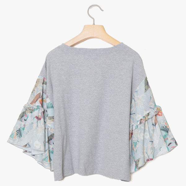 ☆予約☆25SS　Women's　bedsidedrama/ベッドサイドドラマ　Arts＆Crafts Flare Sleeve Tee(GREY) BSD25SS-09