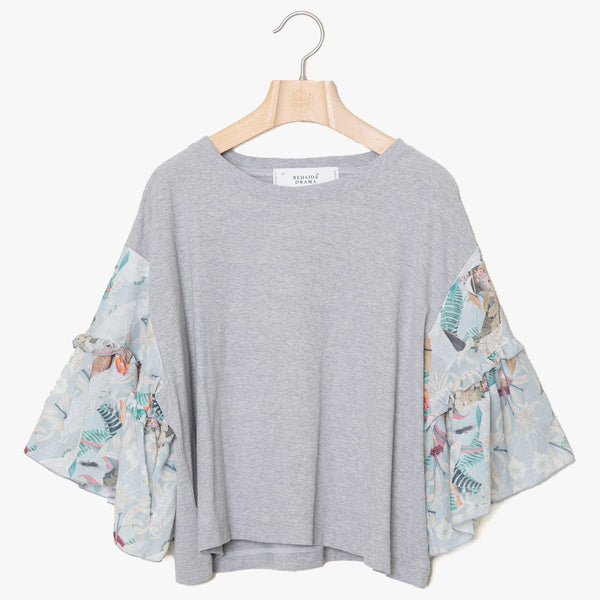 ☆予約☆25SS　Women's　bedsidedrama/ベッドサイドドラマ　Arts＆Crafts Flare Sleeve Tee(GREY) BSD25SS-09