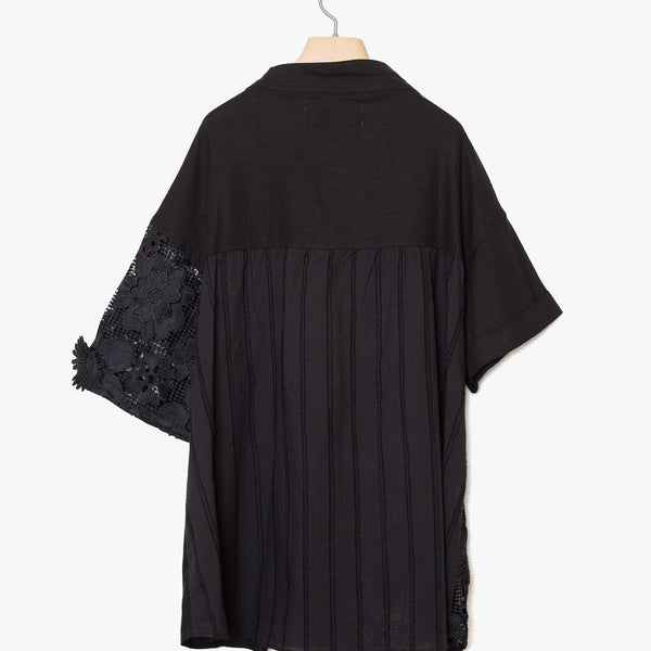 ☆予約☆25SS　Women's　bedsidedrama/ベッドサイドドラマFreehands Patern Shirt(BLACK) BSD25SS-16