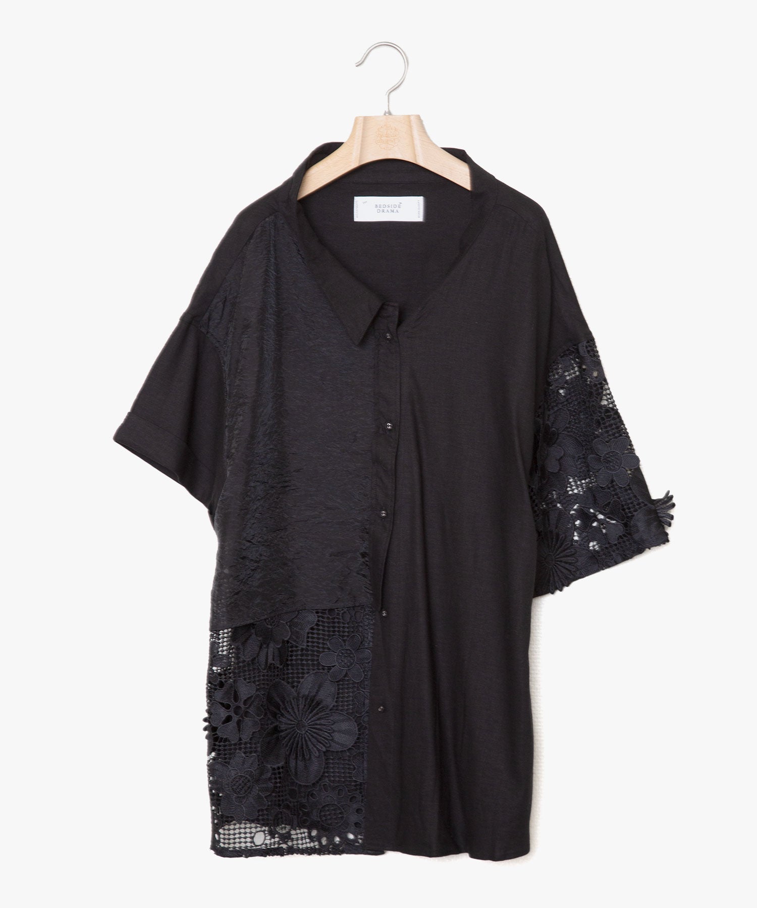 ☆予約☆25SS　Women's　bedsidedrama/ベッドサイドドラマFreehands Patern Shirt(BLACK) BSD25SS-16