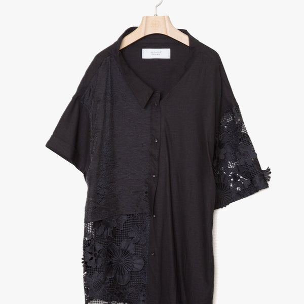 ☆予約☆25SS　Women's　bedsidedrama/ベッドサイドドラマFreehands Patern Shirt(BLACK) BSD25SS-16