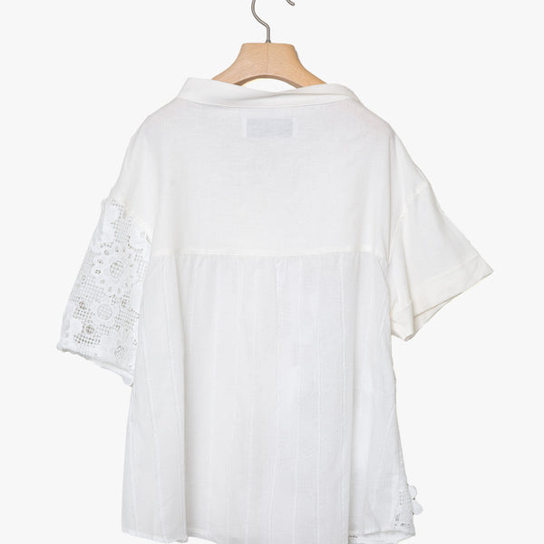 ☆予約☆25SS　Women's　bedsidedrama/ベッドサイドドラマFreehands Patern Shirt(WHITE) BSD25SS-16