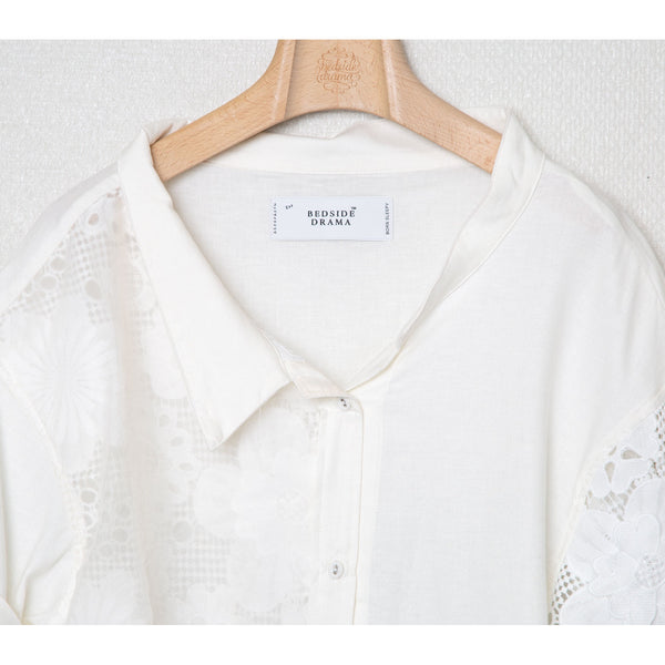 ☆予約☆25SS　Women's　bedsidedrama/ベッドサイドドラマFreehands Patern Shirt(WHITE) BSD25SS-16