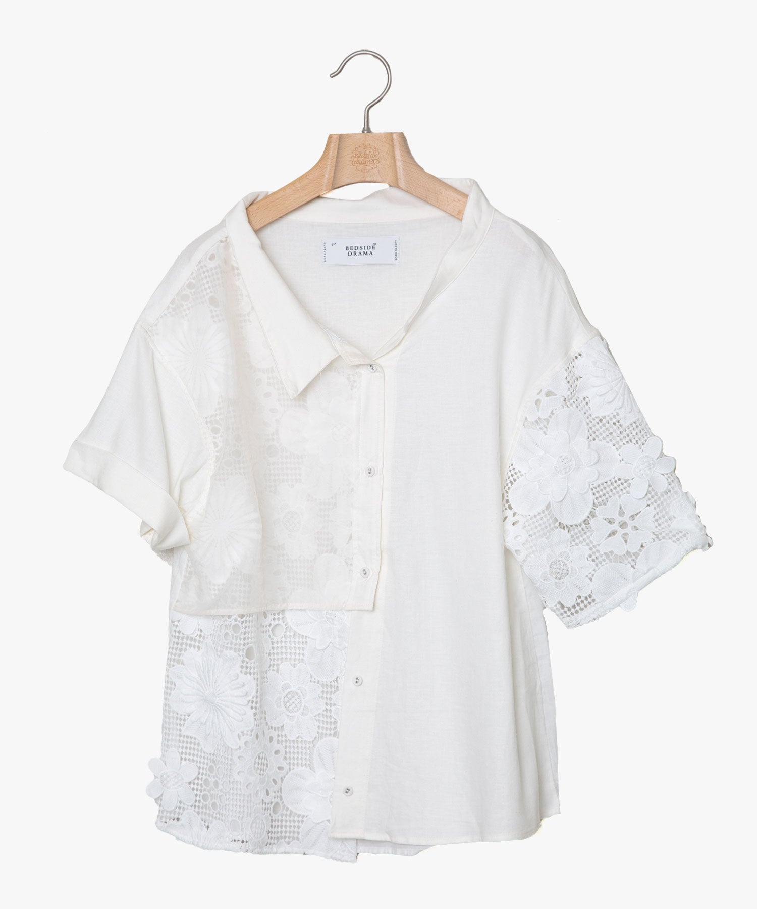 ☆予約☆25SS　Women's　bedsidedrama/ベッドサイドドラマFreehands Patern Shirt(WHITE) BSD25SS-16