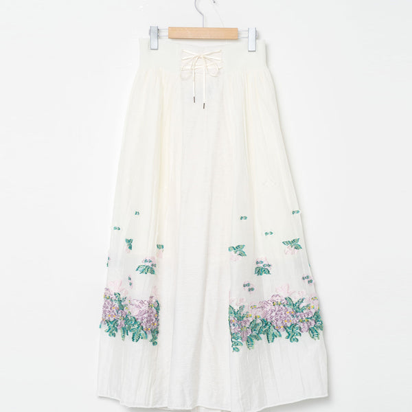 Women's　bedsidedrama/ベッドサイドドラマ  Mosaic Garden Lace-Up skirt (White) BSD26SS-03