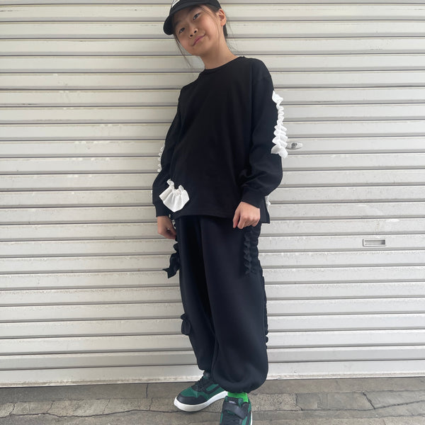 frankygrow/Frankygrow VORIOUS FRILL DOUBLE AIR PANTS (BLACK) 25FWBT-384