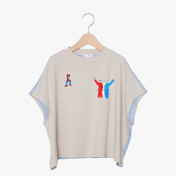 ☆予約☆KIDS KAA　bedsidedrama/ベッドサイドドラマ  HIPHOP Color Panel Relax Tee（BEIGE SAXE)　KAA25SS-03A