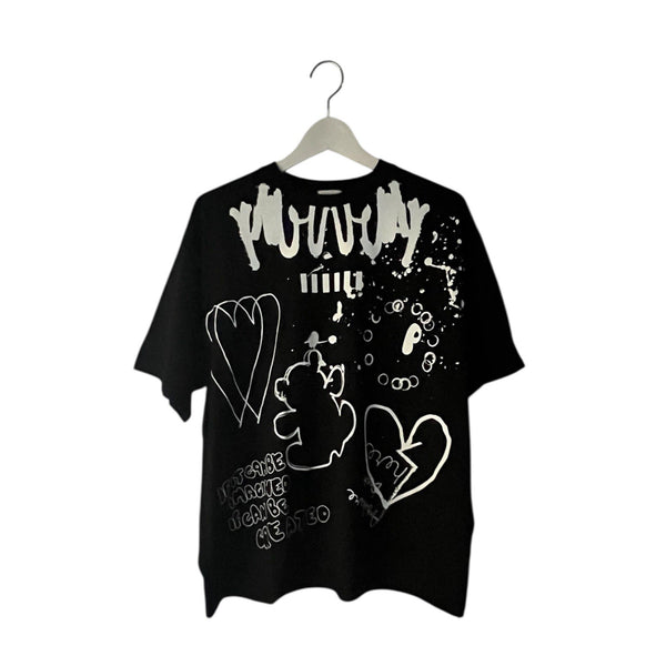 frankygrow/フランキーグロウ HAND -DRAWN BIG PRINT TEE (BLACK) 26scs-518