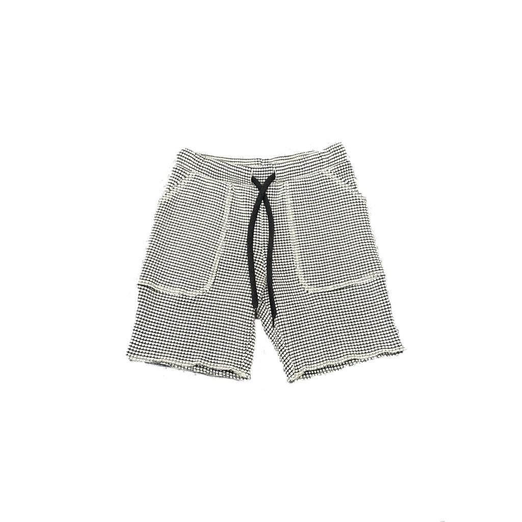 MOUNTEN./マウンテン bicolor waffle shorts (ecru charcoal)MP74-1316g