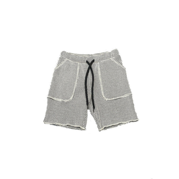 MOUNTEN./マウンテン bicolor waffle shorts (ecru charcoal)MP74-1316g