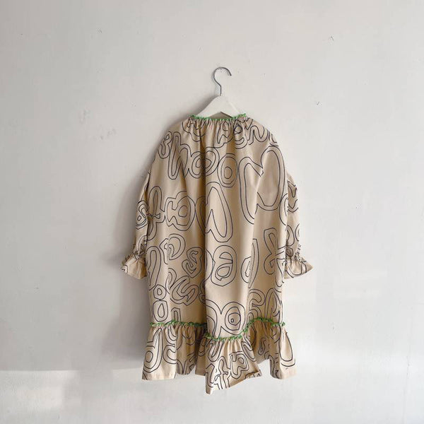 frankygrow  left poncho dress  beige×black lett　（23fwop-242)
