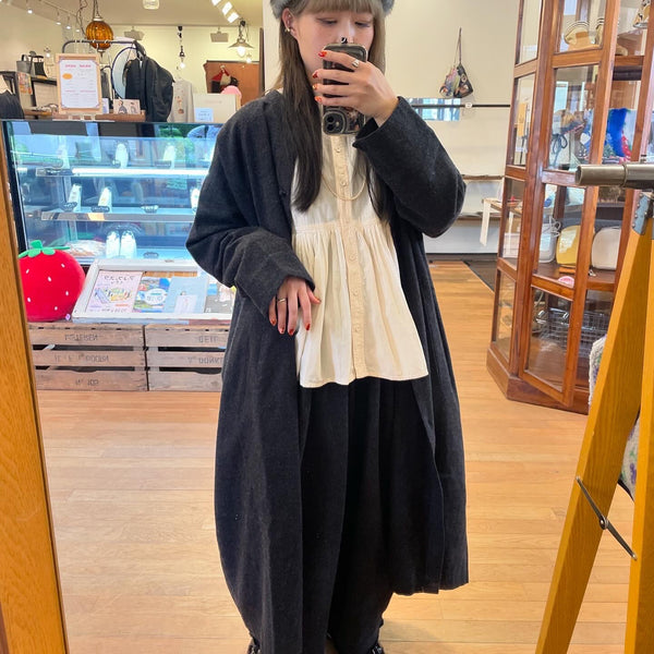 TANG cotton wool twill brushed long coat (black) 2225504