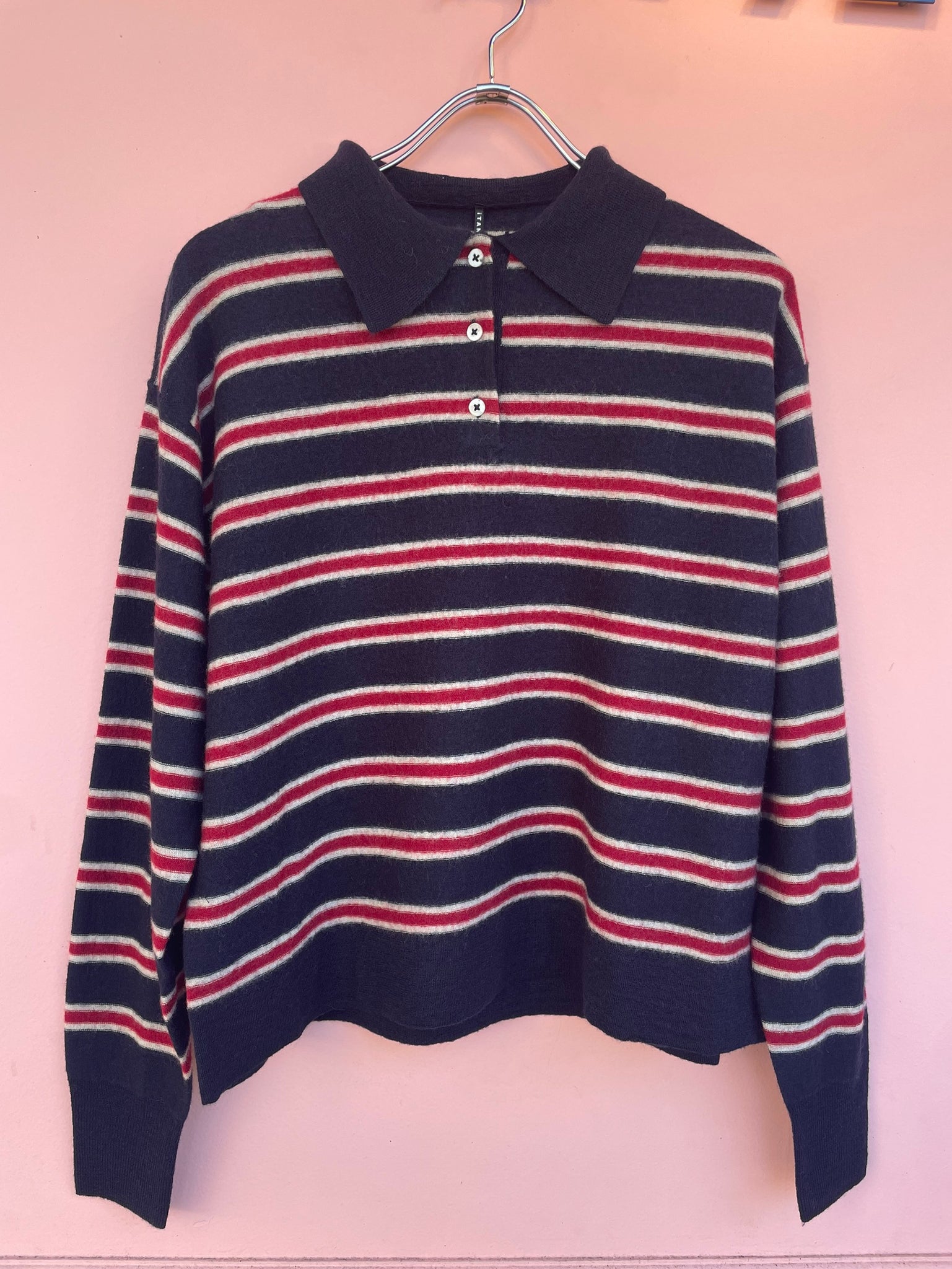 TANG/Tang RWS Pure Merino Wool Boiled Polo Shirt (Navy) 2320017