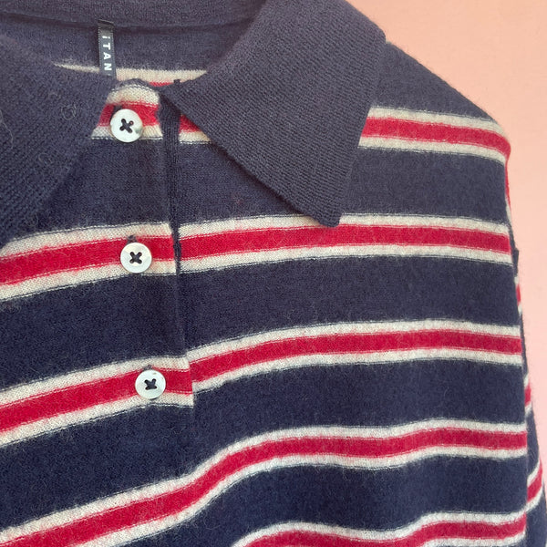 TANG/Tang RWS Pure Merino Wool Boiled Polo Shirt (Navy) 2320017