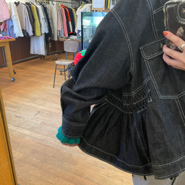 ESTROISLOSE Cotton linen light ounce denim jacket (black) EB25403