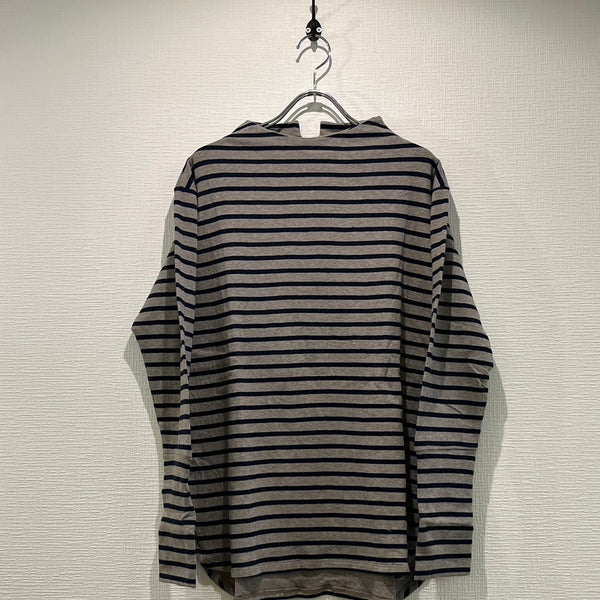 TANG/タング　BROS 接結　SUPIMA COTTON ボートネックカットソー（ベージュ×ネイビー）2225004