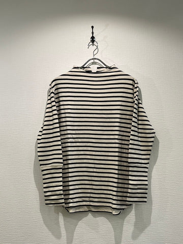 TANG/タング　BROS 接結　SUPIMA COTTON ボートネックカットソー（キナリ×ブラック）2225004