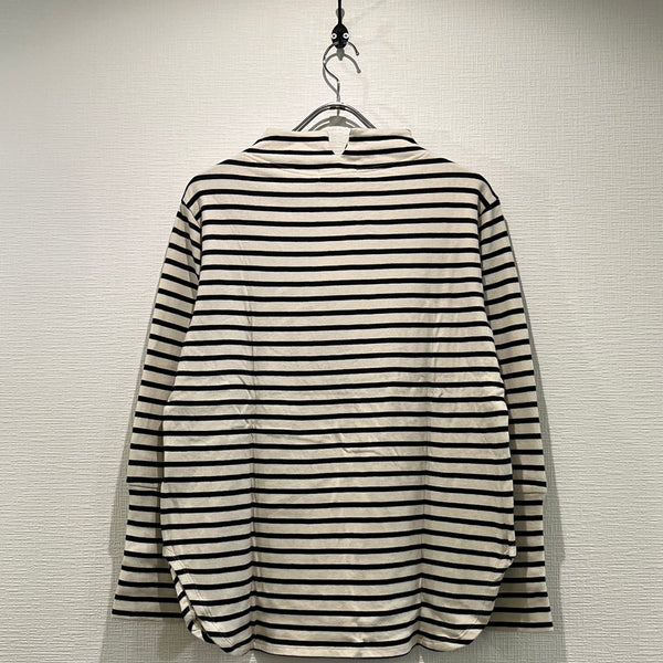 TANG/タング　BROS 接結　SUPIMA COTTON ボートネックカットソー（キナリ×ブラック）2225004