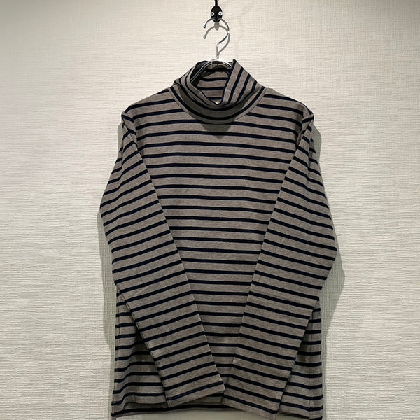 TANG/タング　BROS 接結　SUPIMA COTTON ハイネックカットソー（ベージュ×ネイビー）2225003