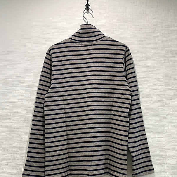 TANG/タング　BROS 接結　SUPIMA COTTON ハイネックカットソー（ベージュ×ネイビー）2225003