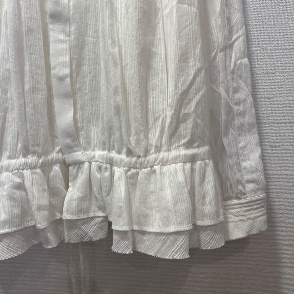 ESTROISLOSE Cotton striped ruffle hem blouse (off-white) EB25304