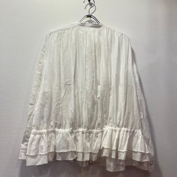 ESTROISLOSE Cotton striped ruffle hem blouse (off-white) EB25304