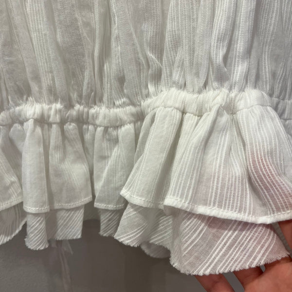 ESTROISLOSE Cotton striped ruffle hem blouse (off-white) EB25304