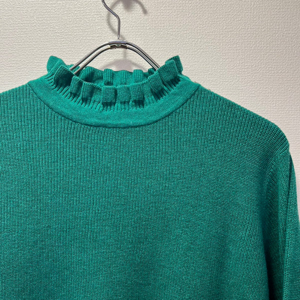 tumugu / Tumugu Random Rib Knit Frill High Neck (Green) TK19303b-WA