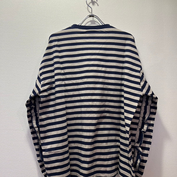 NEEDLE WORKS/ Needle Works WORKS jersey sleeve ruffle T-shirt (NAVY BORDER) [2225113W]