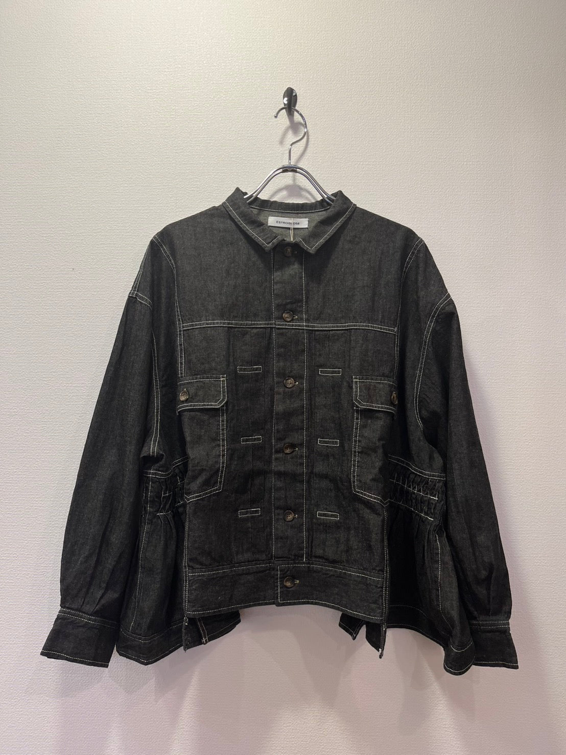 ESTROISLOSE Cotton linen light ounce denim jacket (black) EB25403