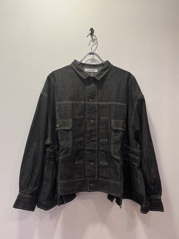 ESTROISLOSE Cotton linen light ounce denim jacket (black) EB25403