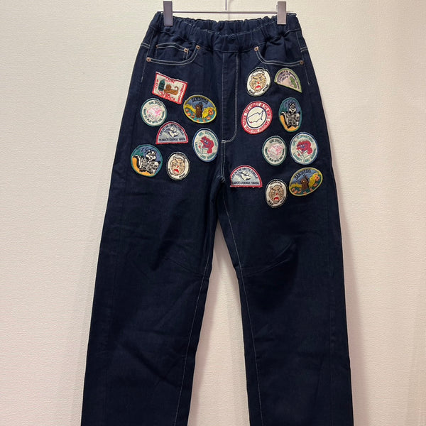 NEEDLE WORKS/ NEEDLE WORKS emblem curve denim pants (INDIGONAVY) [2225204W]
