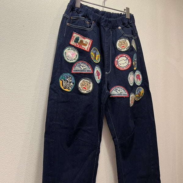 NEEDLE WORKS/ NEEDLE WORKS emblem curve denim pants (INDIGONAVY) [2225204W]