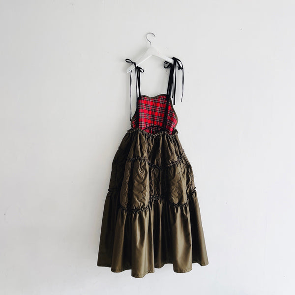 frankygrow/フランキーグロウ GURUGURU QUILTING JUMPER SKIRT(OLIVE)  24FWBT-355 (Copy)