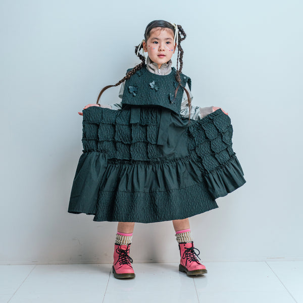 frankygrow/フランキーグロウ  MATELASSE JQ SQUARES MAKE DRESS（black）24FWOP-260