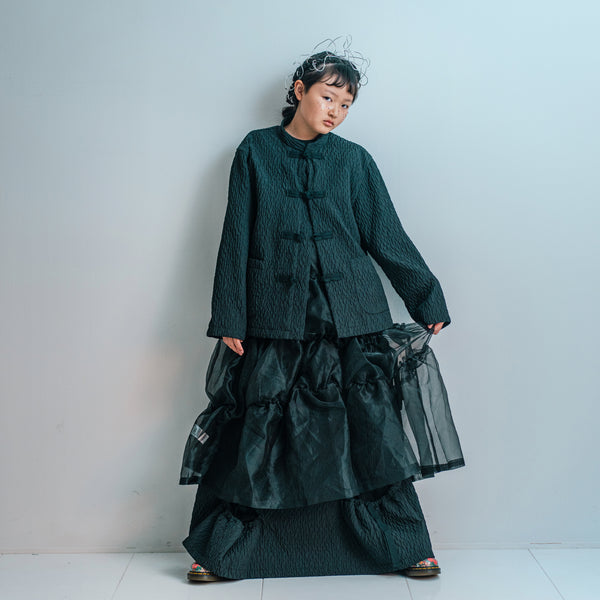 frankygrow/フランキーグロウ  TULLE SWITCHING TRACK JERSEY DRESS（black）24FWOP-256