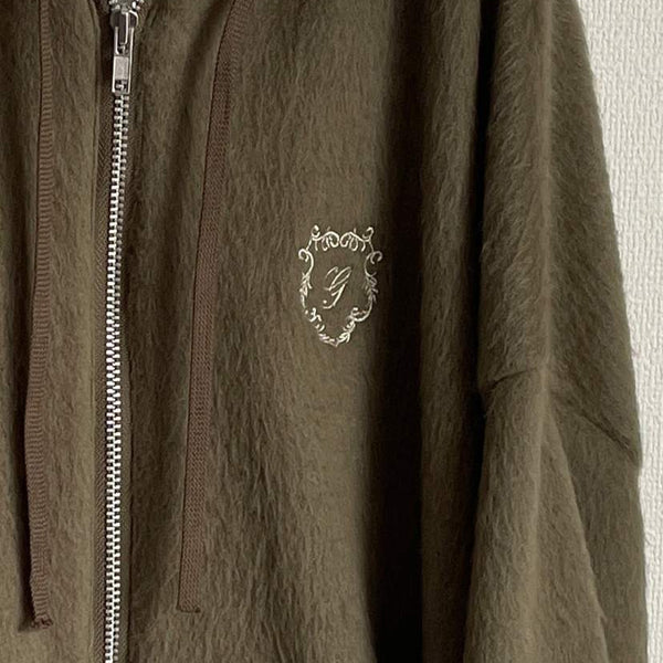 GRIS/Guri/ Shaggy wide zip fody (khaki) GR25awcu005