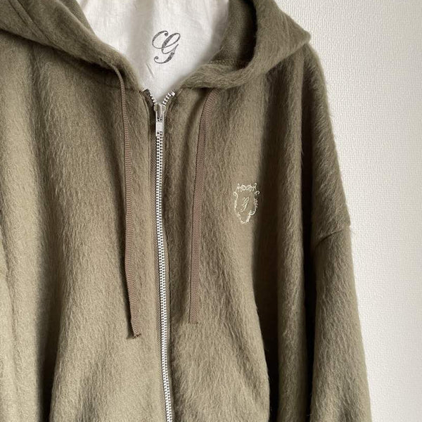 GRIS/Guri/ Shaggy wide zip fody (khaki) GR25awcu005