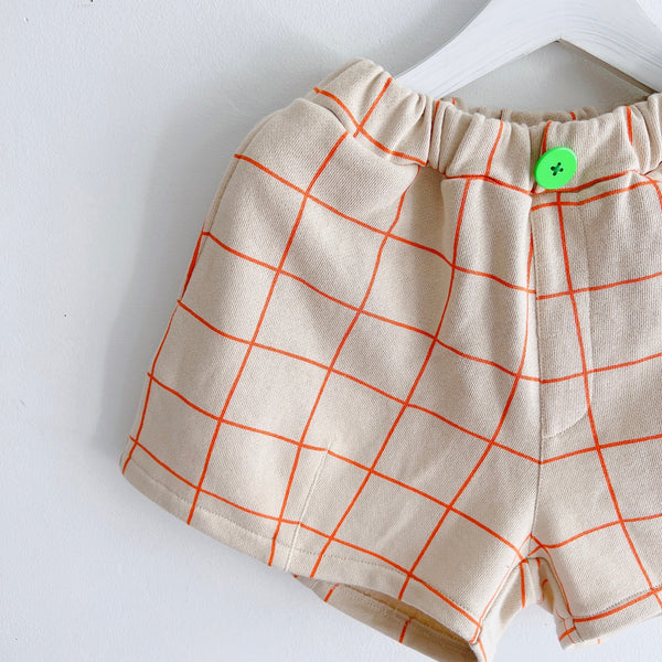 frankygrow/フランキーグロウ ORG.PT PLAID SWEAT SHORT PANTS(BEIGE)24FWBT-353