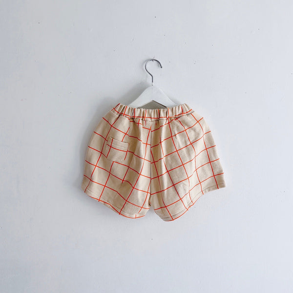 frankygrow/フランキーグロウ ORG.PT PLAID SWEAT SHORT PANTS(BEIGE)24FWBT-353